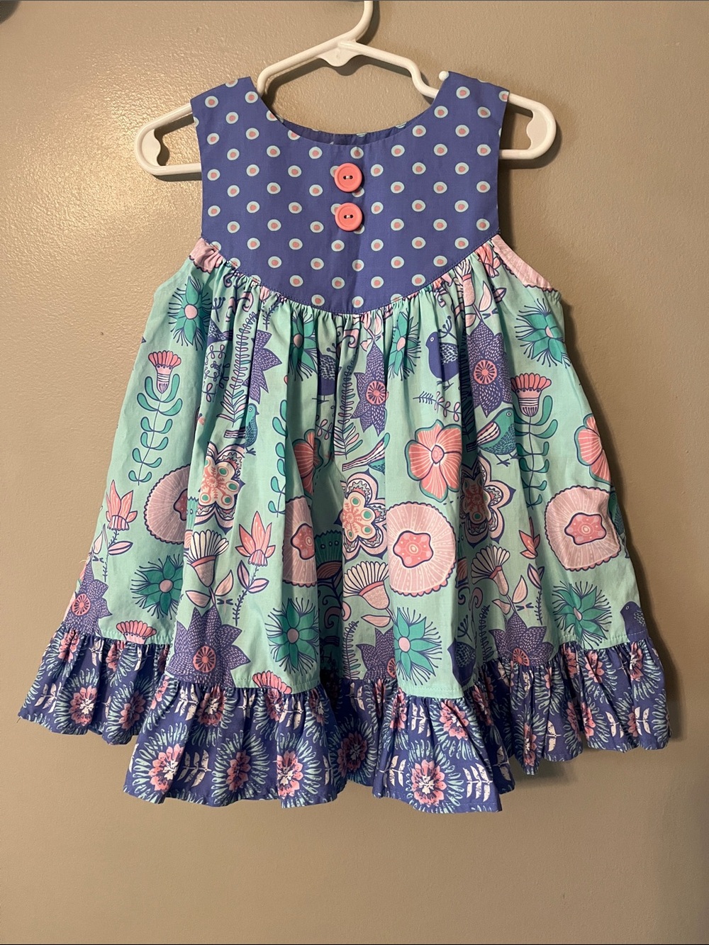 Eleanor Rose Whimsical Garden Dress Floral Birds Size 2
